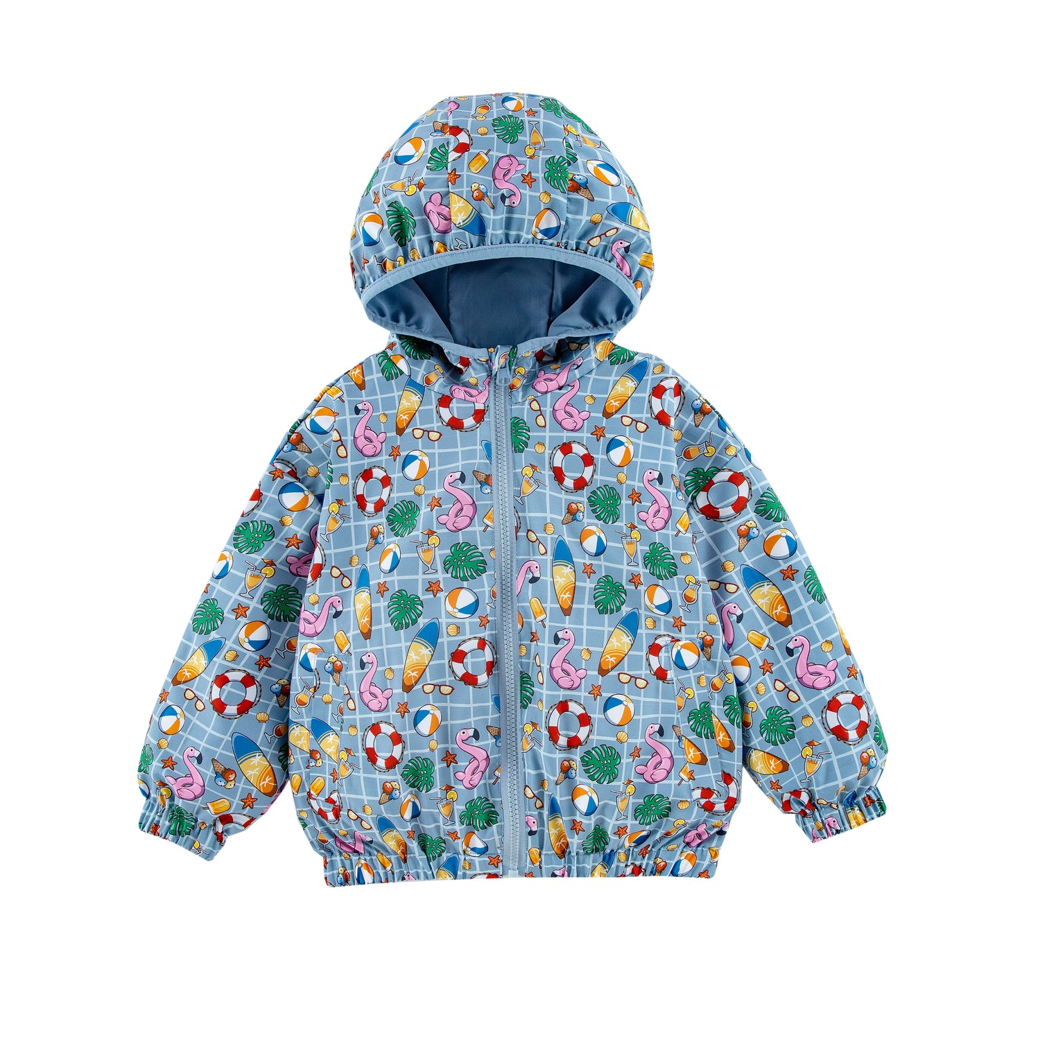 Nova Blue Flamingo Reversible Rainresistant Windbreaker