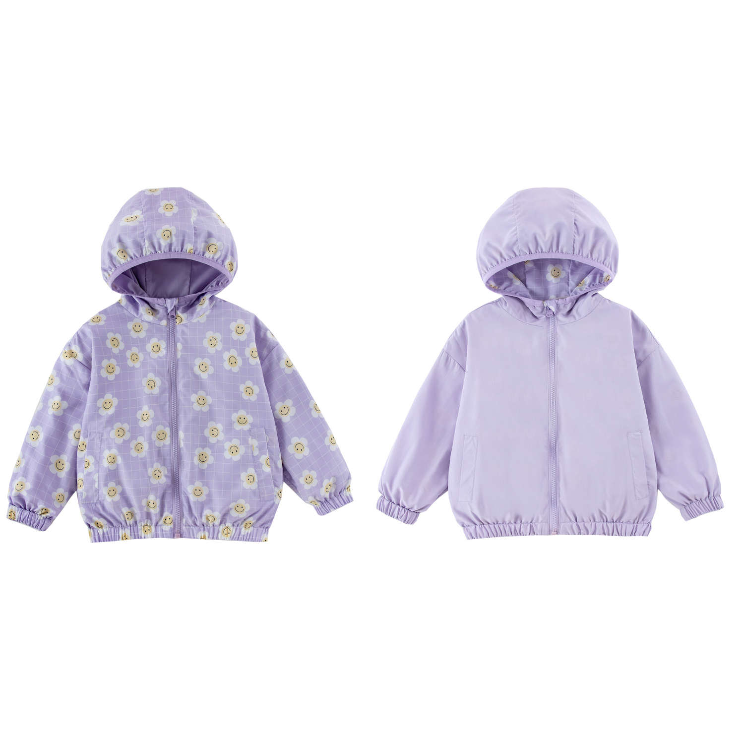 Nova Purple Flower Reversible Rainresistant Windbreaker