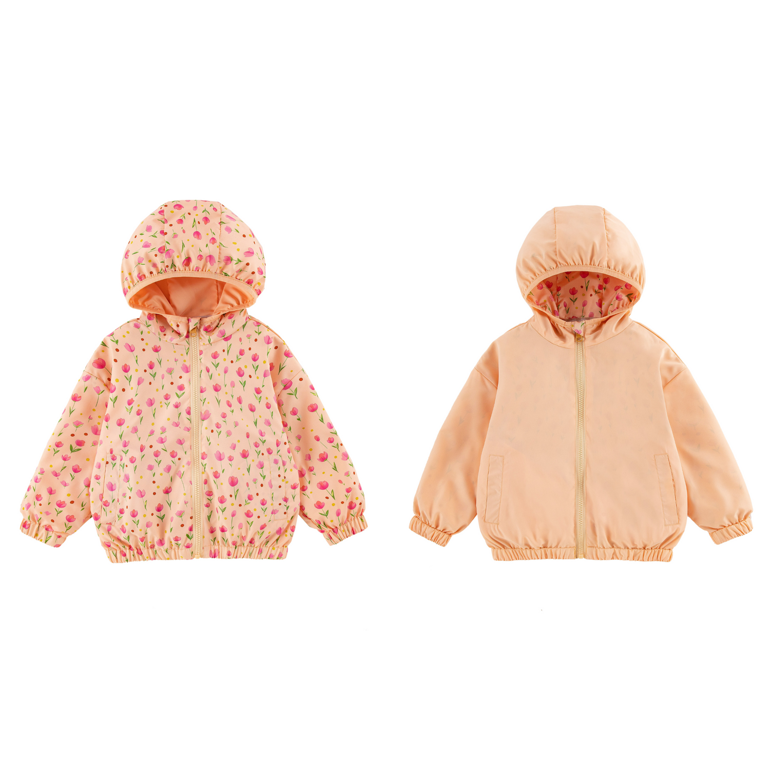 Nova Peach Flower Reversible Rainresistant Windbreaker