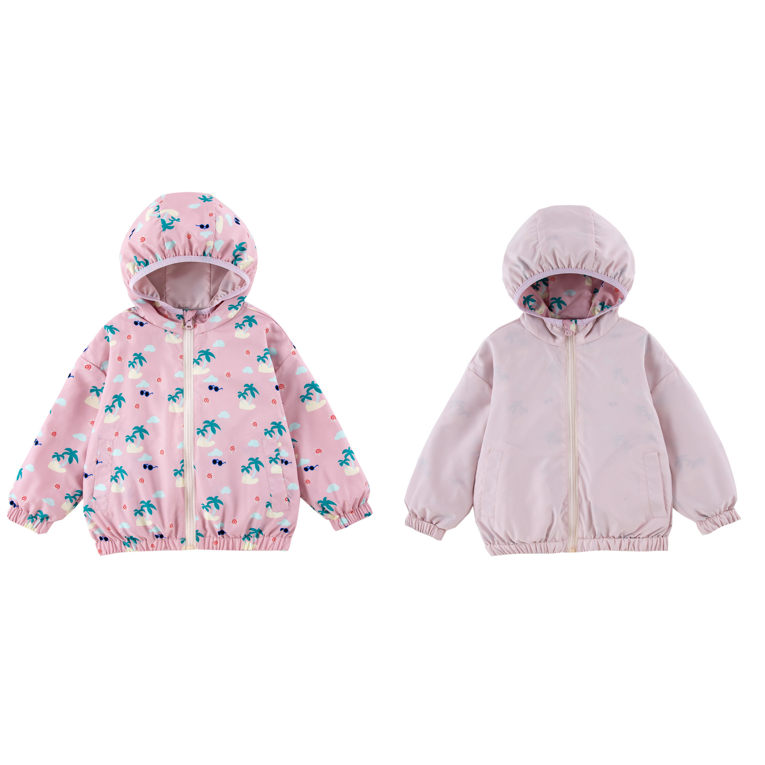 Nova Pink Palm Reversible Rainresistant Windbreaker