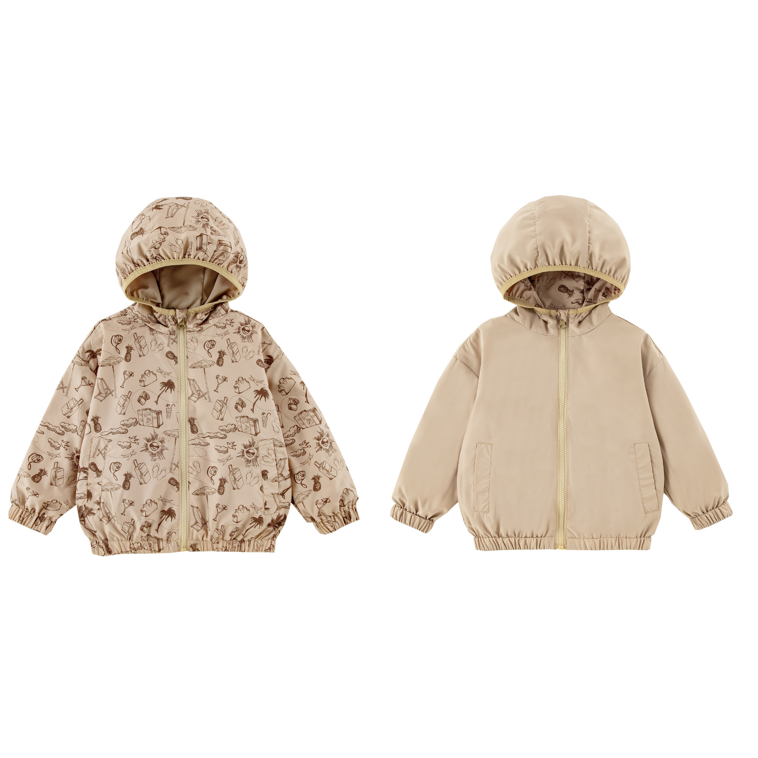 Nova Beige Beach Reversible Rainresistant Windbreaker