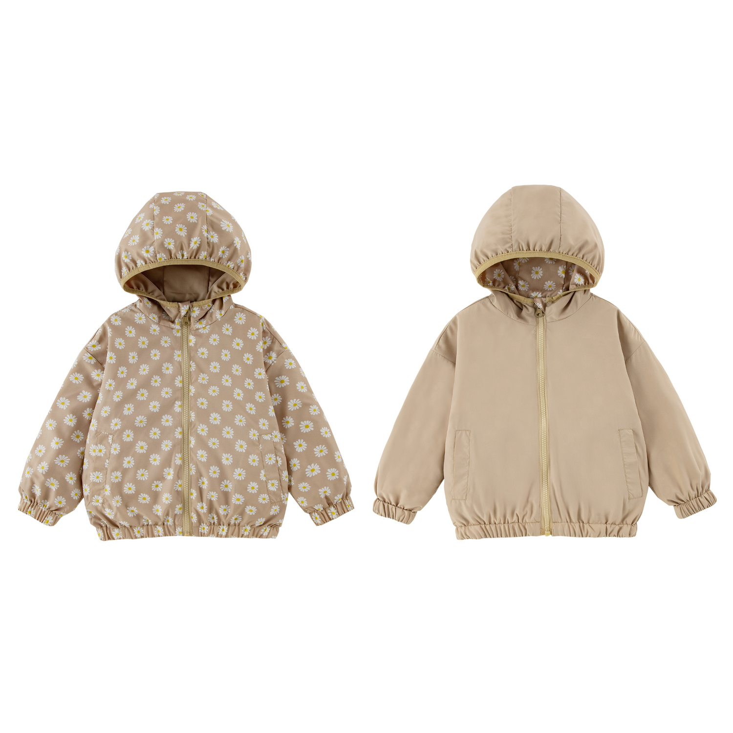 Nova Beige Daisy Reversible Rainresistant Windbreaker