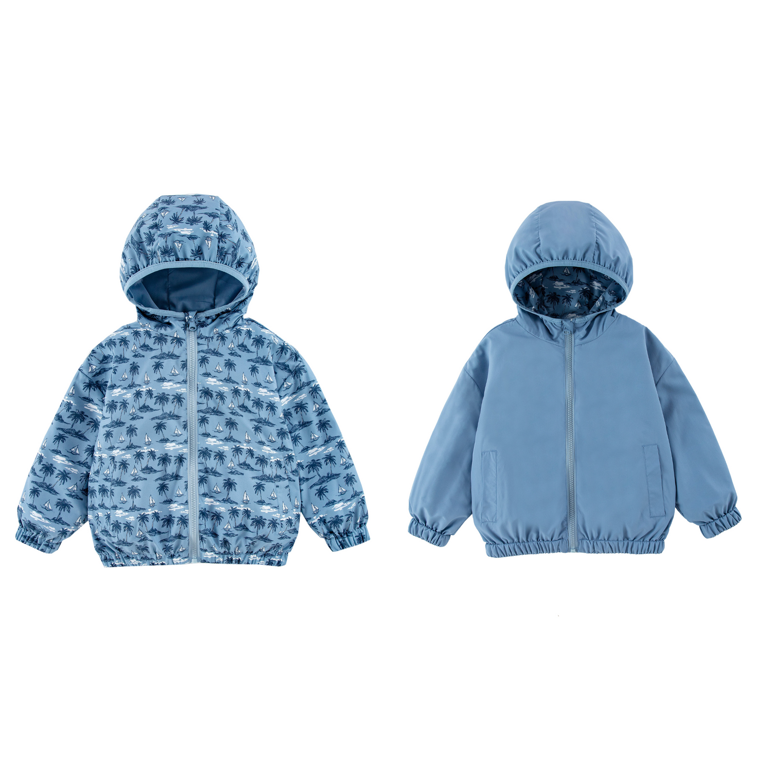 Nova Blue Palm Reversible Rainresistant Windbreaker