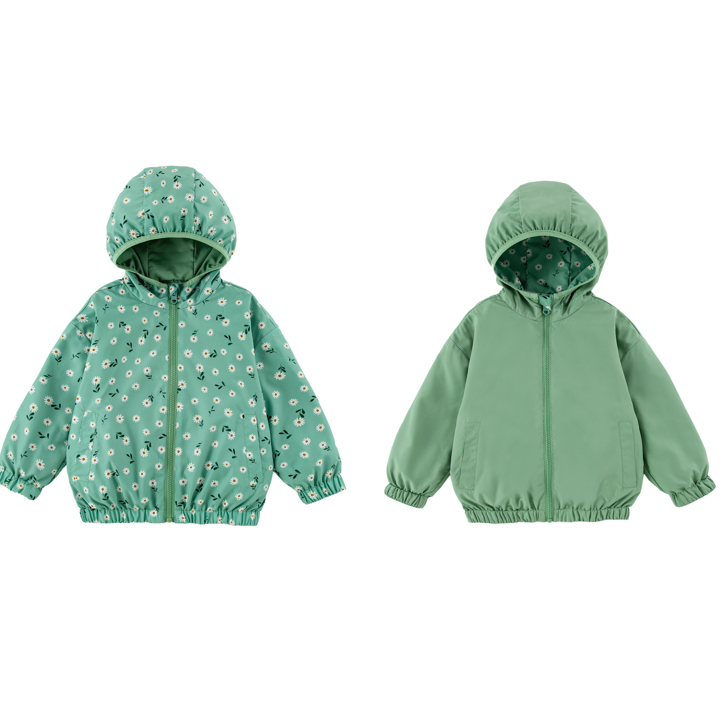 Nova Green Daisy Reversible Rainresistant Windbreaker