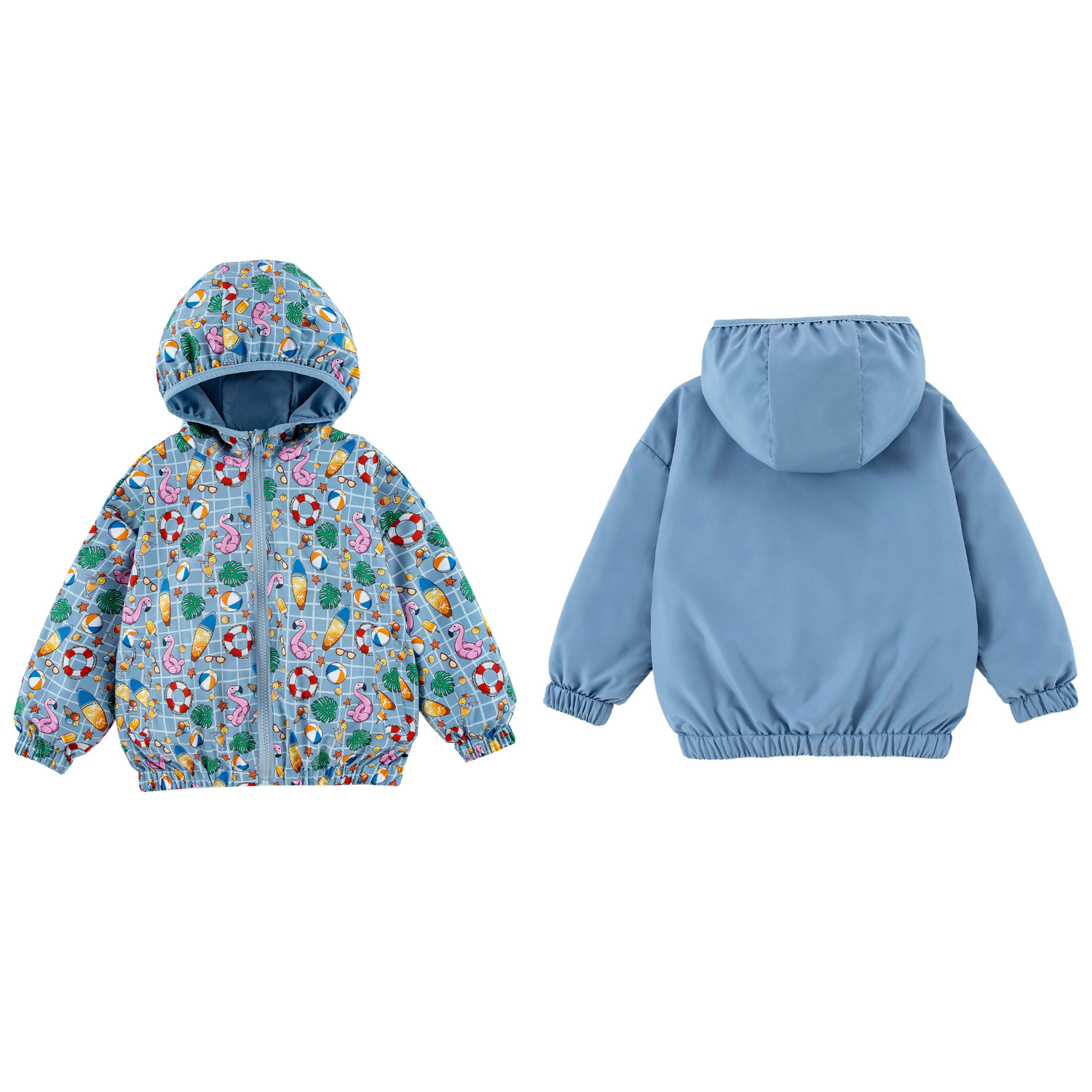 Nova Blue Flamingo Reversible Rainresistant Windbreaker